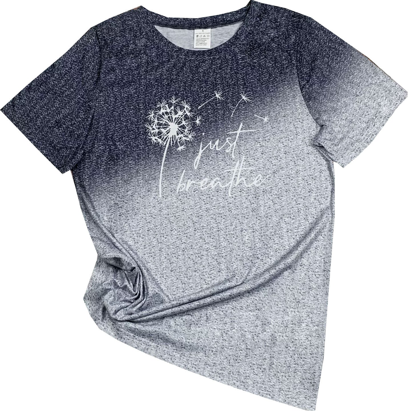 t shirt imprimé inscription just breathe, différents coloris