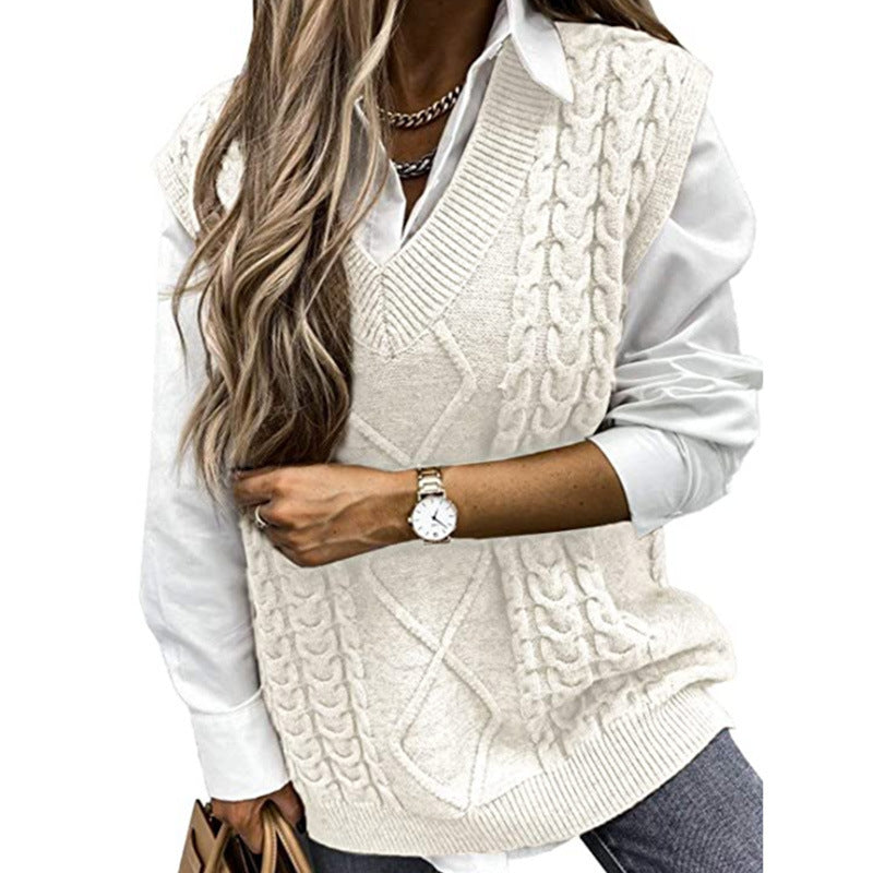 Gilet sans manche col en V, tendance différents coloris