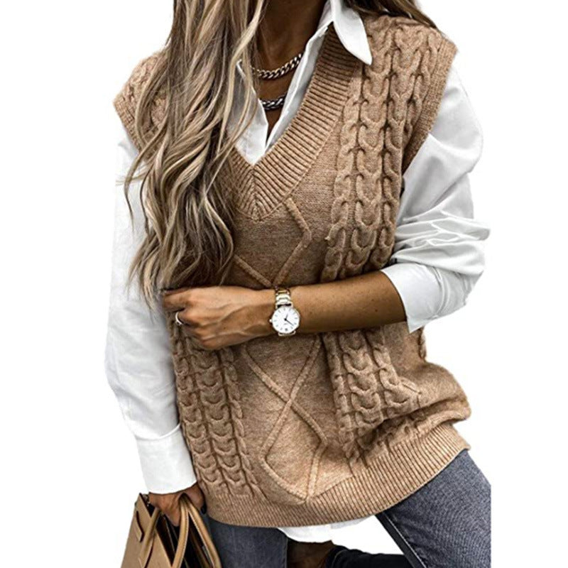 Gilet sans manche col en V, tendance différents coloris