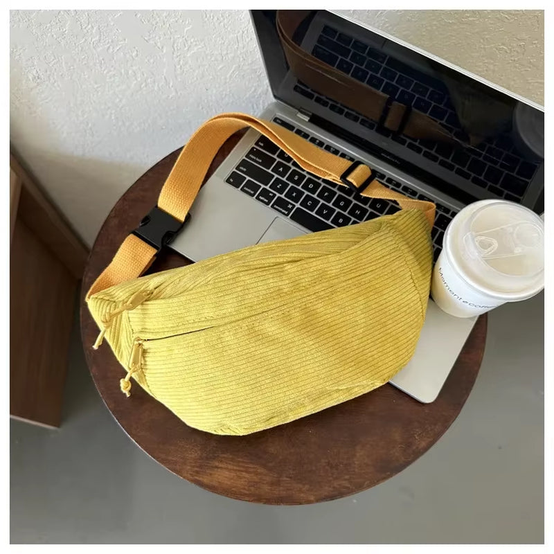 Sac banane en velours côtelé pour femme, homme, sac en bandoulière différents coloris