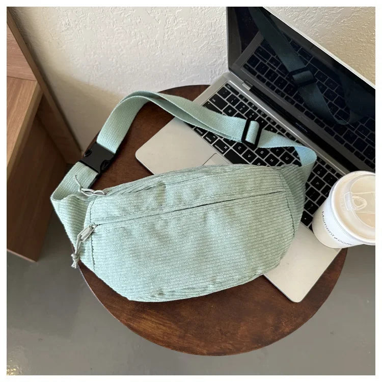 Sac banane en velours côtelé pour femme, homme, sac en bandoulière différents coloris