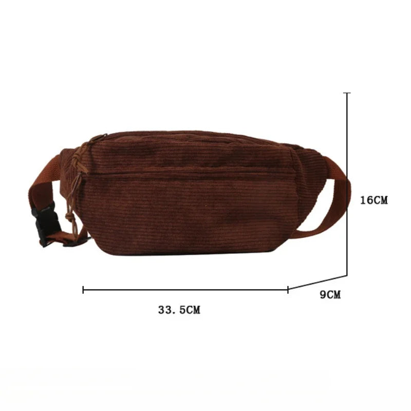 Sac banane en velours côtelé pour femme, homme, sac en bandoulière différents coloris