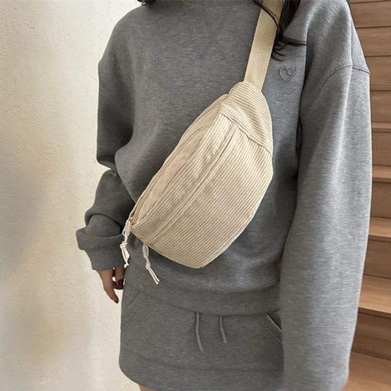 Sac banane en velours côtelé pour femme, homme, sac en bandoulière différents coloris
