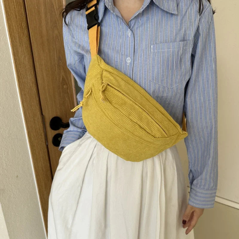 Sac banane en velours côtelé pour femme, homme, sac en bandoulière différents coloris