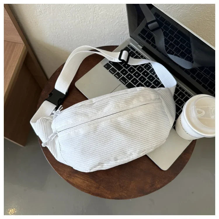 Sac banane en velours côtelé pour femme, homme, sac en bandoulière différents coloris