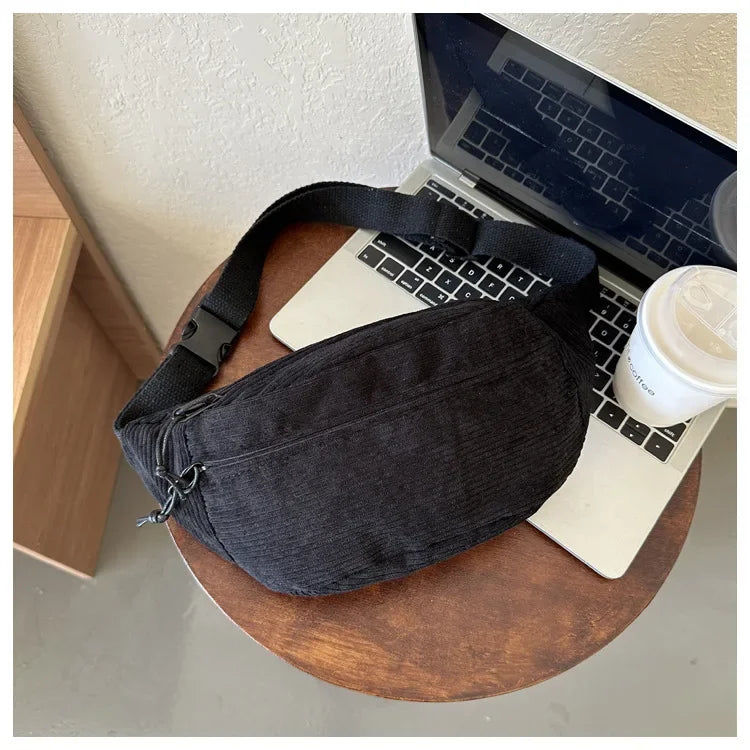 Sac banane en velours côtelé pour femme, homme, sac en bandoulière différents coloris