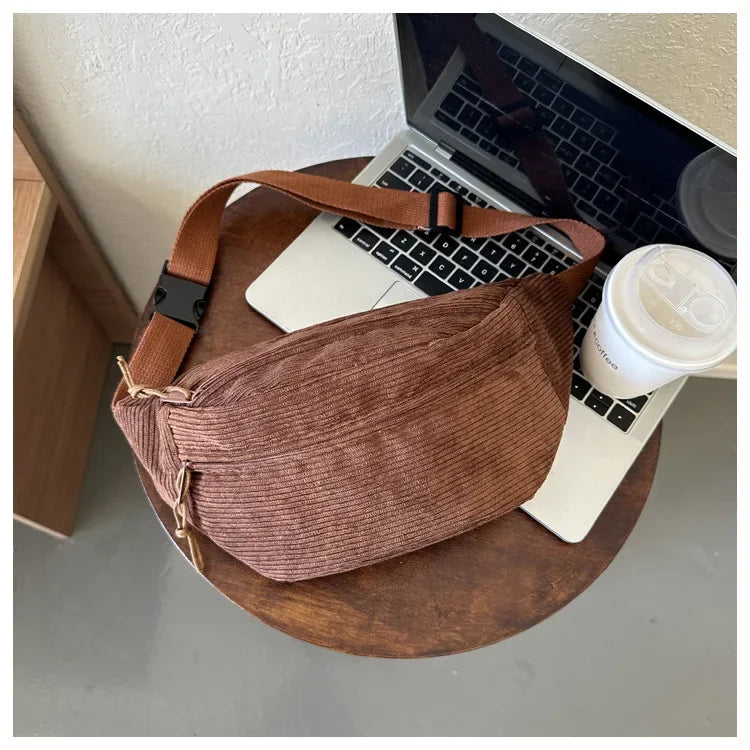 Sac banane en velours côtelé pour femme, homme, sac en bandoulière différents coloris