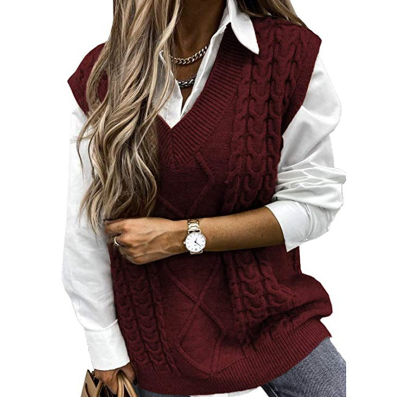 Gilet sans manche col en V, tendance différents coloris
