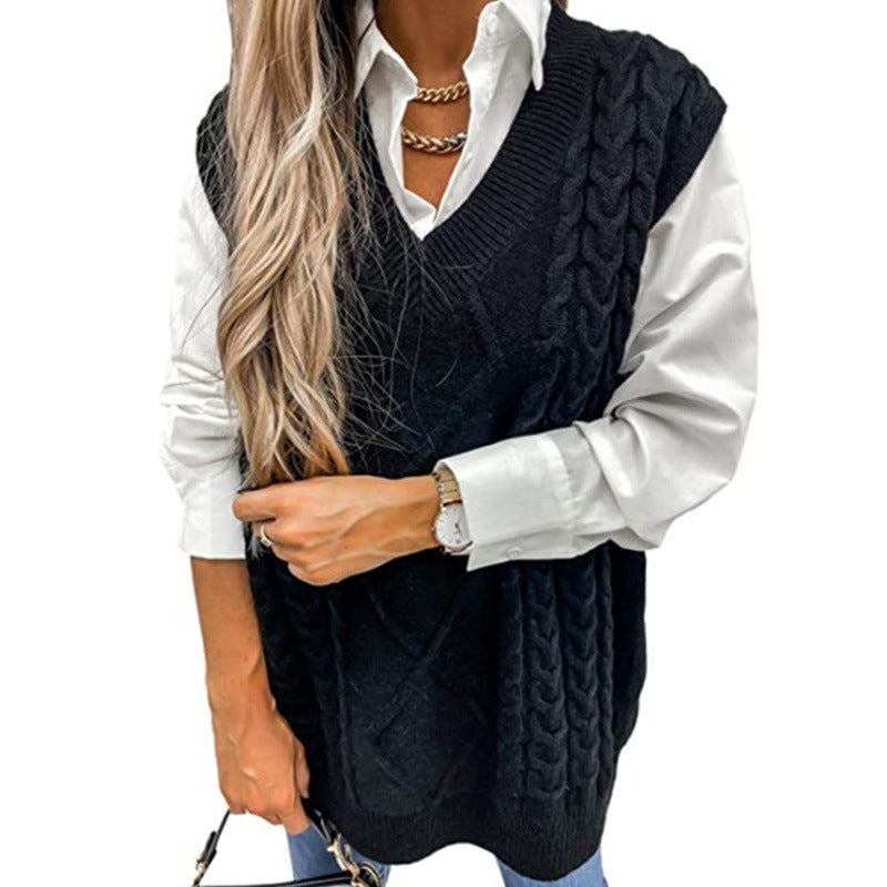 Gilet sans manche col en V, tendance différents coloris